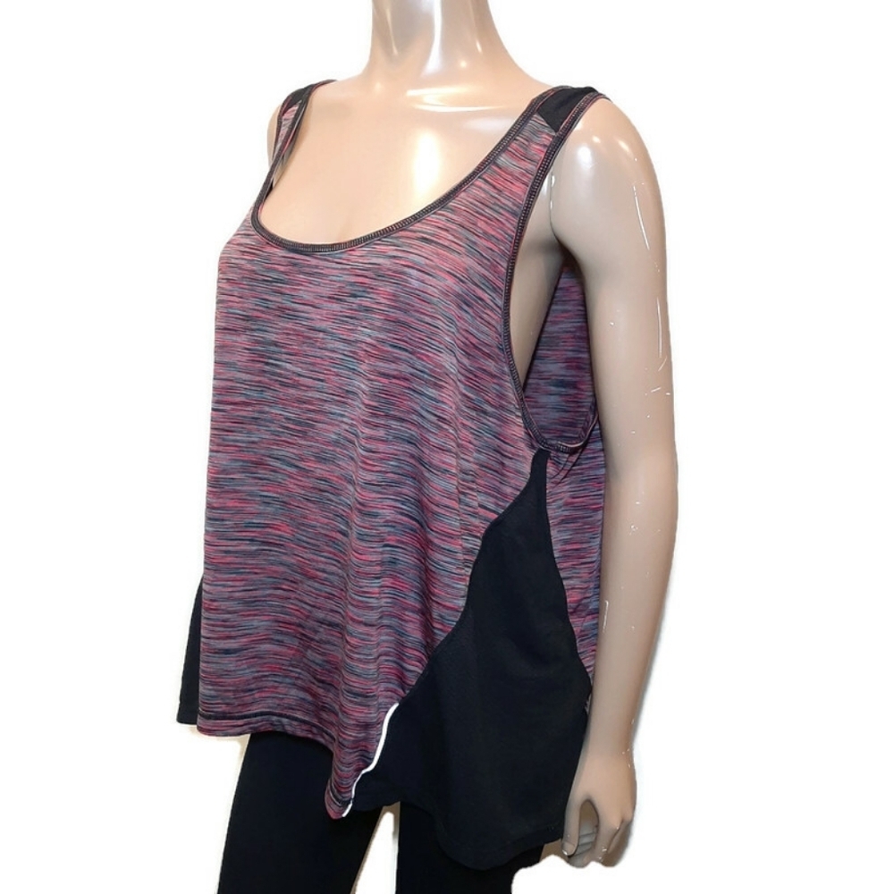 3/$20 Scoop Neck Space Dye Athletic Mesh Tank Top Reflective Sporty Activewear